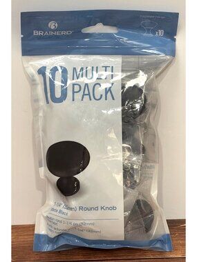 1-1/4" Matte Black Round Cabinet Knob Pack OF 10 By Brainerd P42354W-FB-SP